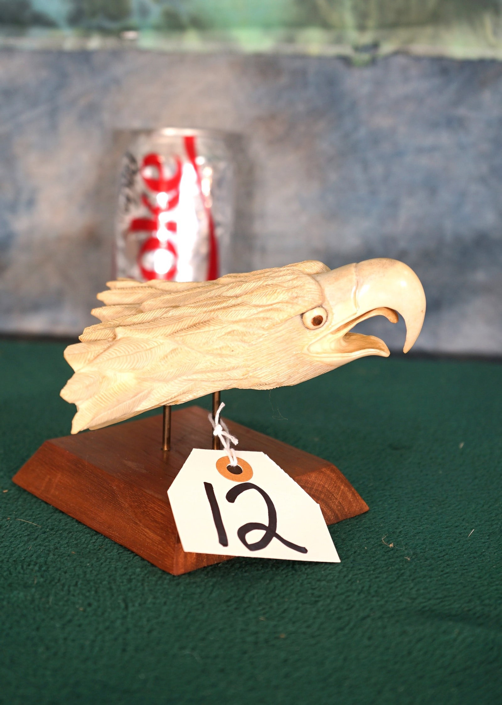 Cool Eagle Head Bust Hand Carved From Moose Bone Taxidermy: The artist used a hip bone from an Alaskan Moose to carve out this pretty Eagle Head Bust. This is a beautiful and very unique piece of Art.