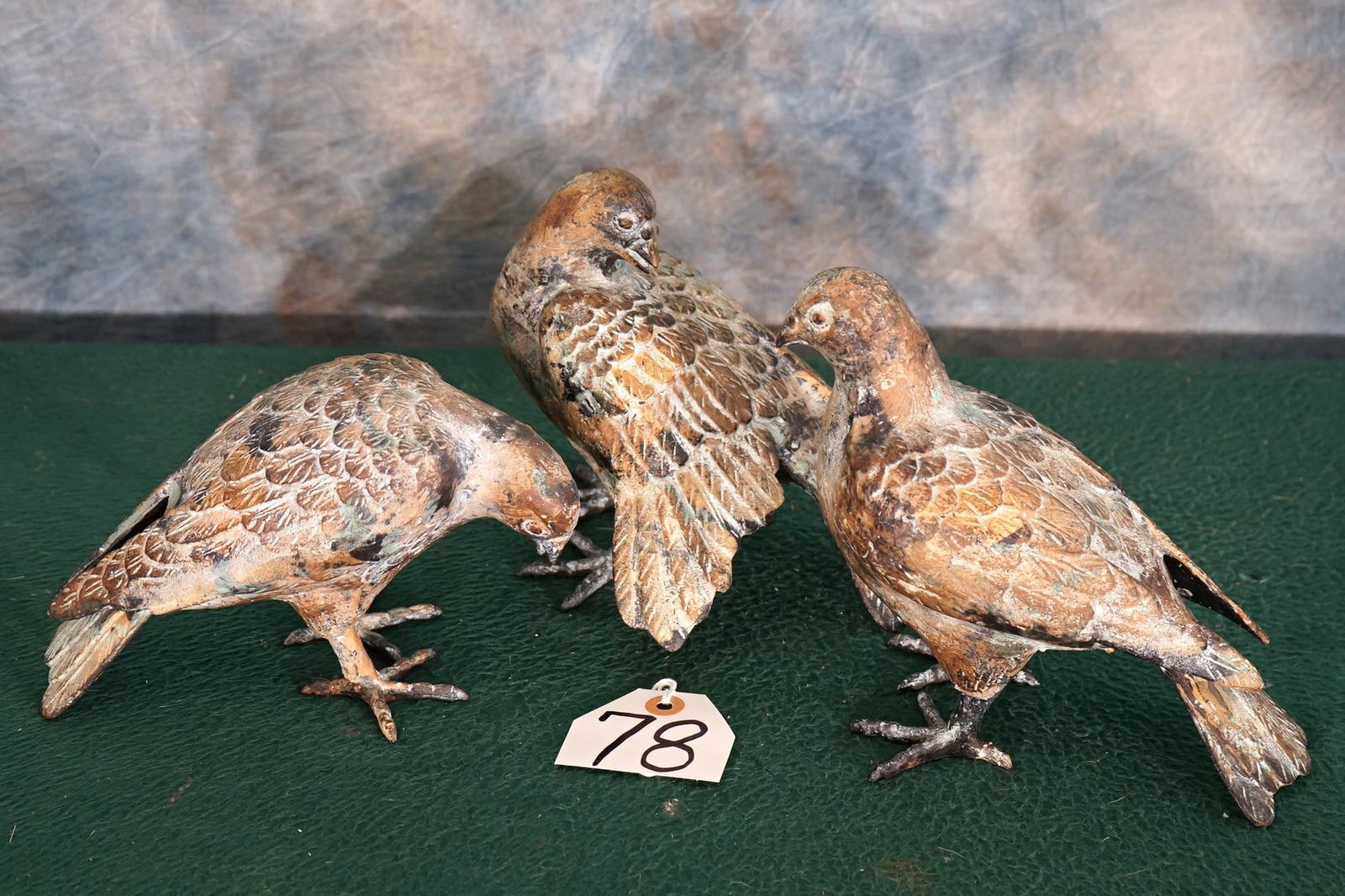 Three Decorative Brass Pigeons (1 of 2)