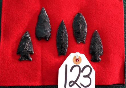 Authentic Display Case of Archaic Obsidian Spear Points & Knives from Oregon Arrowheads: All of these were recovered from close to the Columbia River in Oregon. One of these appears to be from the Late Paleo Period, and all are mostly translucent. The current market value of these is $ 80