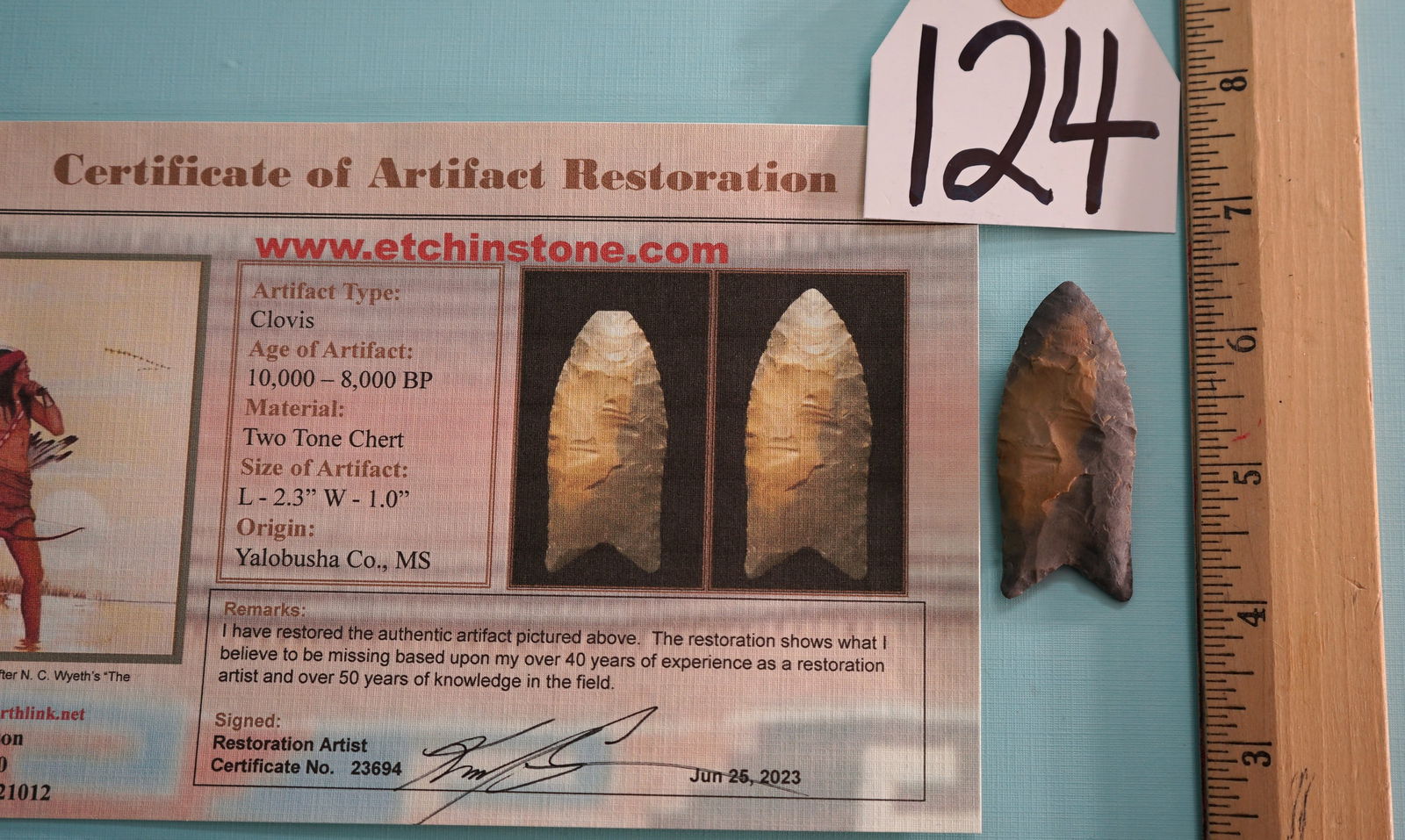Authentic Paleo Clovis Indian Arrowhead Auction