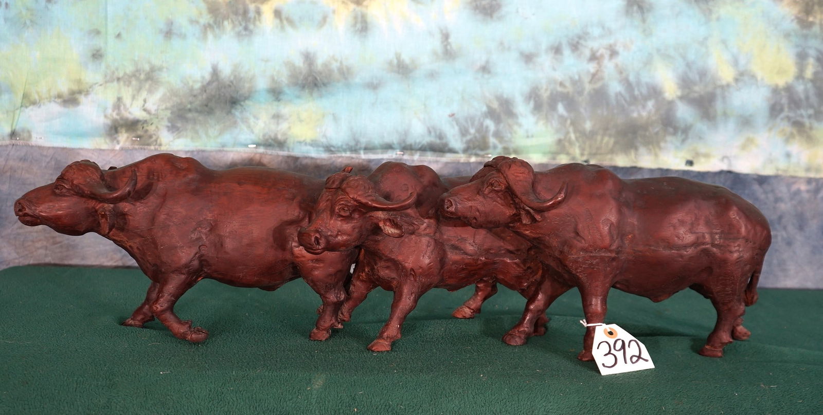 Three Wood Carved African Cape Buffalos (1 of 3)