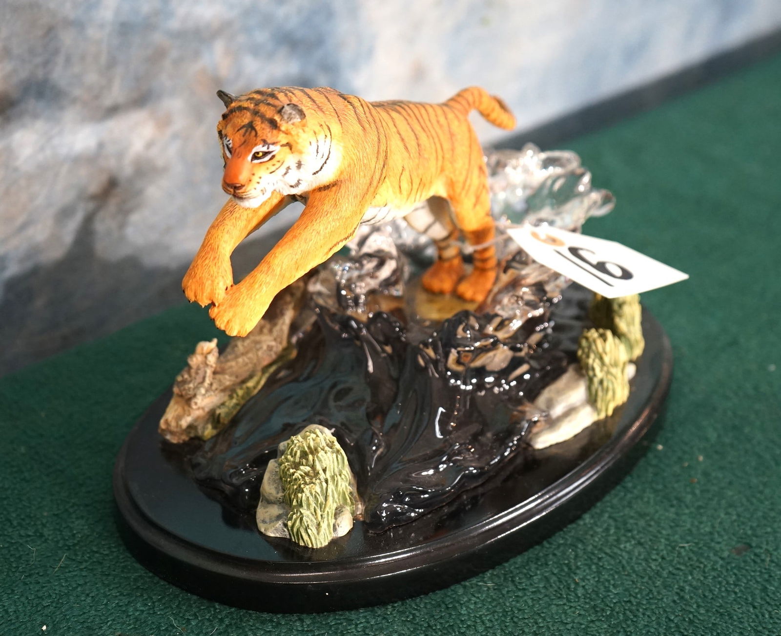 Beautiful Resin Tiger on Glass Base (1 of 2)