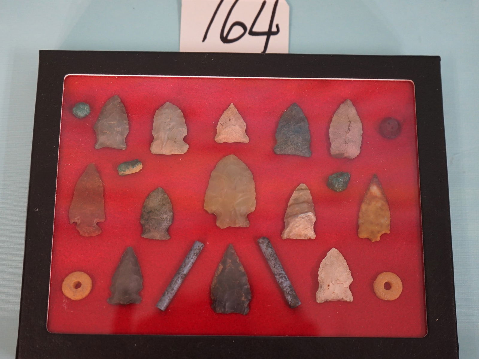 13 Authentic Arrowheads in Display Case from the South (1 of 2)