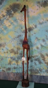 4ft.11" Tall Hand Carved Wooden Giraffe from South Africa.