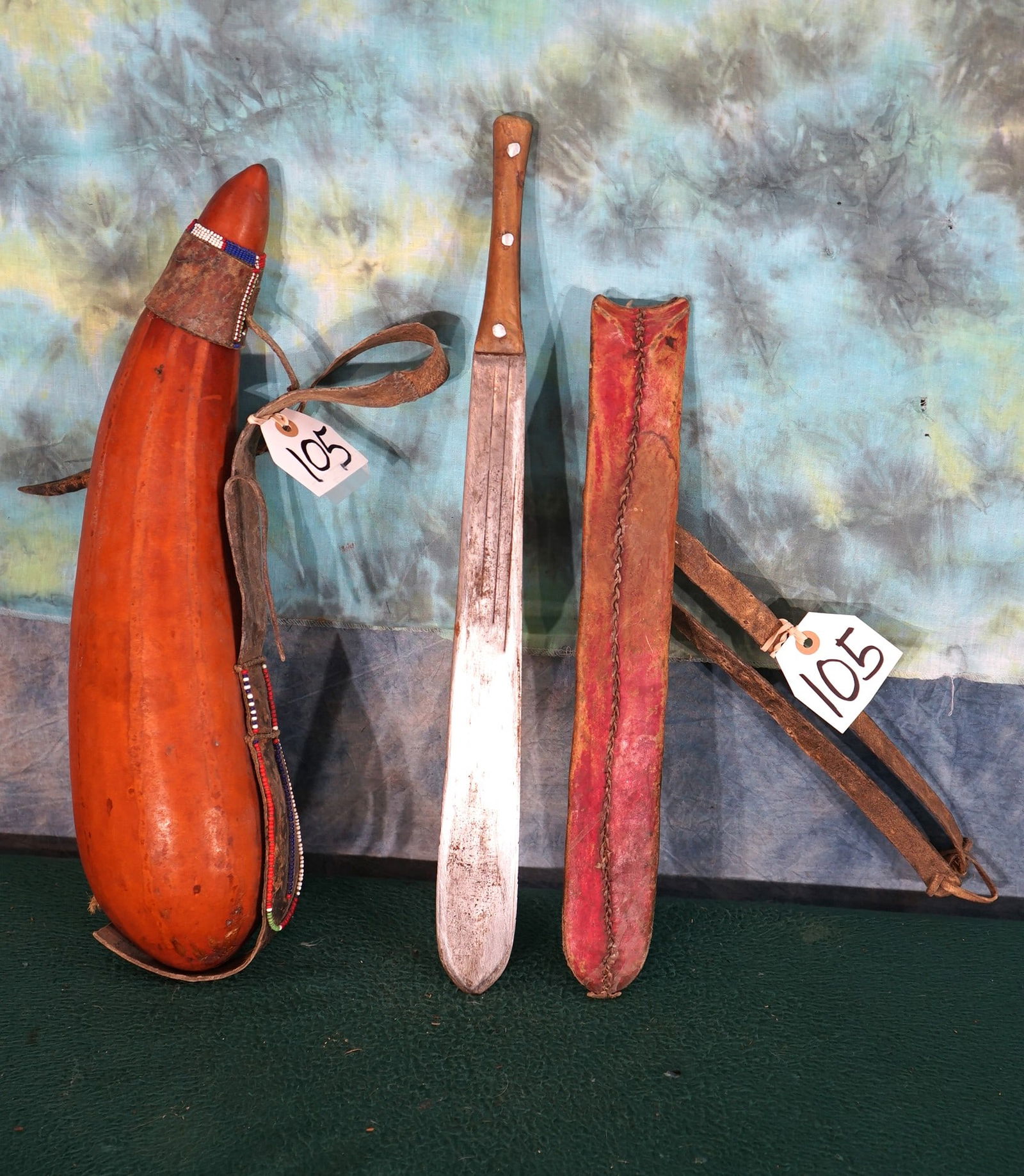 Kalahari Bushmen's Semi Knife & Handmade Water Bottle Auction