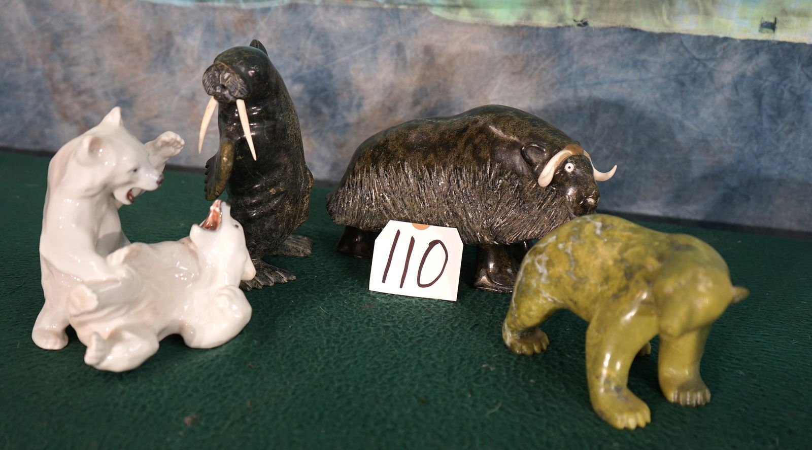 Four Alaskan Animal Figurines made from Jade & Soapstone (1 of 2)