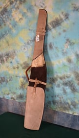 New Leather & Zebra Hide Rifle Case "Fits Most Big Game Rifles with Scopes"
