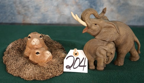 Cool Looking Ceramics of a Prairie Dogs and a Pair of Elephants