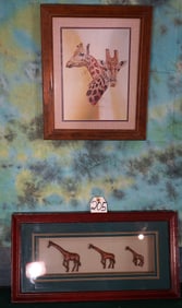 Nice Pair of Framed Giraffe Pictures