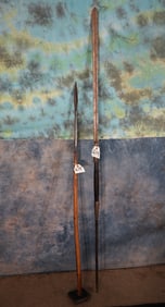 African Masai Lion Spear & Zulu Short Spear with Stand