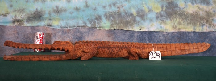 African Hand Carved Wooden Crocodile Table Decor