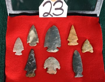 (8) Very Nice Corner Notch Authentic Arrowheads & Spear Points from TN & KY