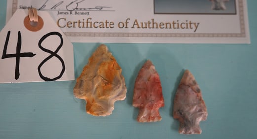 Three Authentic & Truly Beautiful Flintridge Hopewell Points with Bennett COA