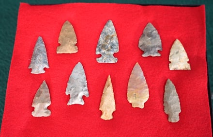 (10) High Quality Authentic G-8.5 to G-10 Archaic & Woodland Period Artifacts in New Display Case