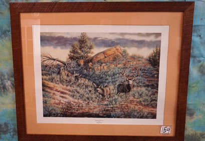 Framed Mule Deer Print called "Seasoned Survivor" by Blaine Dabb