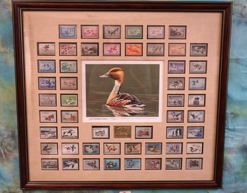 Collector's Frame of North American Duck Stamps Gold Medallion series number 3489 of 4670