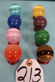 (8) Gorgeous Gemstone Spheres on Stands