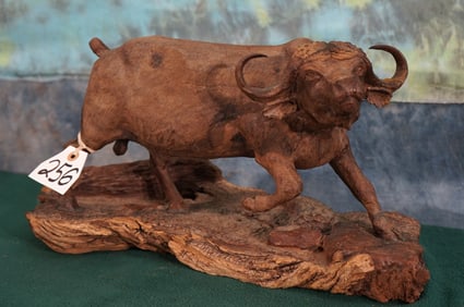Very Nice Hand Carved African Cape Buffalo Statue