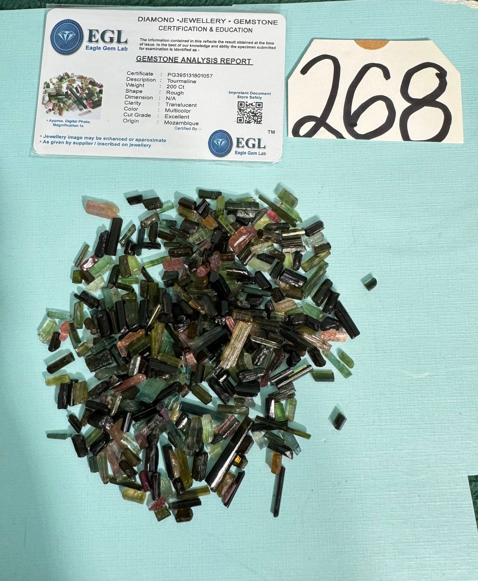 200cts. of Beautiful Multicolored Rough Cut Tourmaline Gemstones from Mozambique (1 of 3)