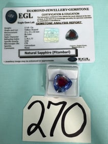 New Awesome Natural Bi-Color Pitambari Sapphire Trillion Cut 17.45 Ct. Loose Gemstone