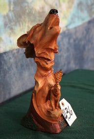 Very Beautiful Hand Carved Howling Wolf Bust & More