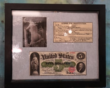 Old West Quality Framed Authentic Copy of a Prostitution License From 1878