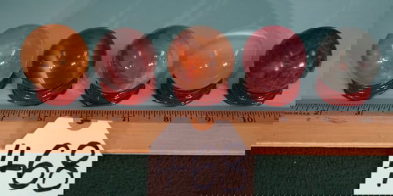 5 Beautiful Gemstone Spheres on Display Stands