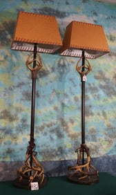 Nice Pair of Reproduction Deer Antler Floor Lamps
