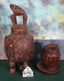 New Zealand Kiwi Bird Incense Burner & Carved Wood Bowl with Lid for Storage