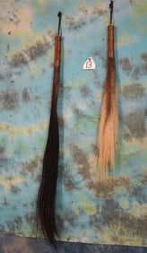 White Bearded & Blue African Wildebeest Tail Flyswatter Taxidermy Decor