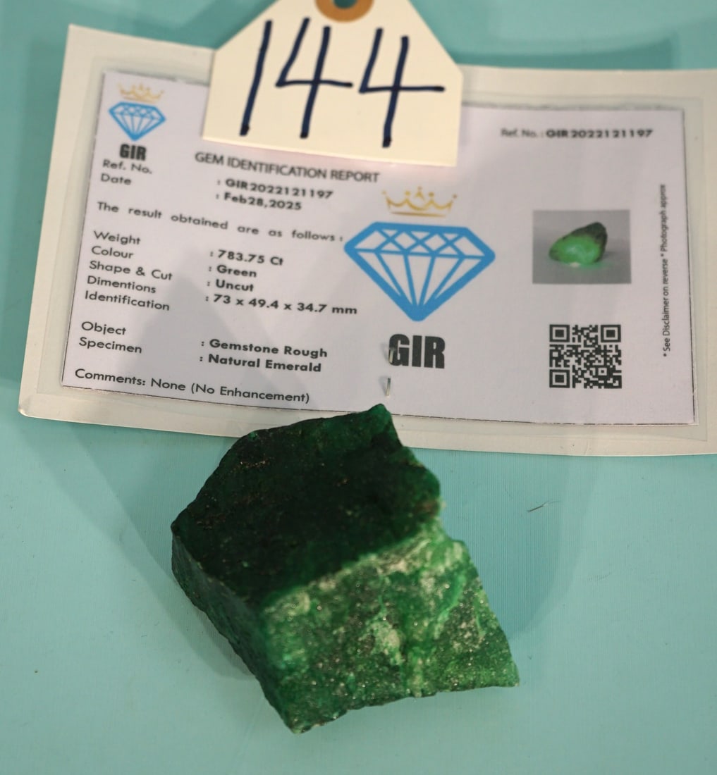 Rough Uncut 783.75 Ct. Natural Columbian Emerald Gemstone with GIR Certification (1 of 4)