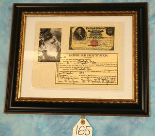 Framed Professional Copy of Authentic Old West Prostitution License