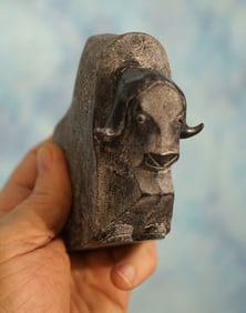 Alaskan Dall Sheep Ram Carved from Moose Antler along with Two Other Wildlife Decorations