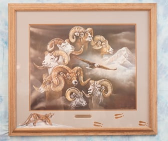 Large Framed of North American Sheep Print called "The high and the Mighty"