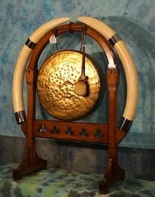 Asia Gong with Legal Pre-Act Elephant Tusk on Display Stand **TEXAS RESIDENTS ONLY!**