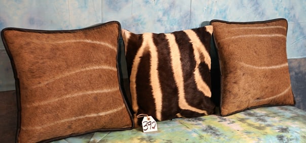 (3) African Skin Pillows Taxidermy