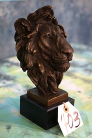 Big Male African Lion Head Bust Bronze by Francis Barye