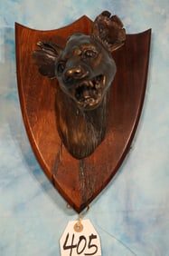 Unusual Spotted Hyena Shoulder Mount Bronze on Wall Plaque
