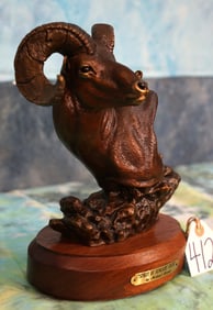Rocky Mountain Bighorn Ram Shoulder Pedestal Bronze called "The Spirit of Sunlight Creek" by Michael