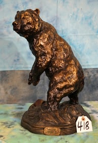 Large Coastal Brown Bear Resin Statue by Dick Idol called Whose Creel"