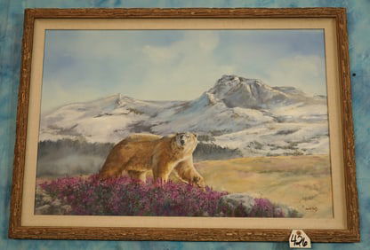 Awesome Framed Painting of a Polar Bear done by David Lash