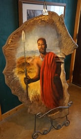 Magnificent African Elephant Ear Painting on a nice Display Stand  **U.S. Residents Only!**