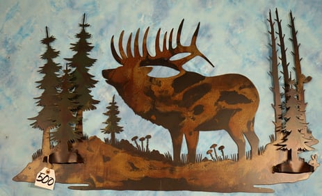 Metal Elk Wildlife Art Wall Display