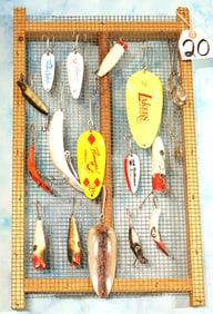 (16) Serious Fish Catching Lures on Display Board