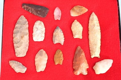 Clovis, Midland, Hell Gap, & 10 Other Authentic Paleo Artifacts in New Display Case