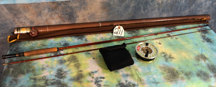 Heddon Pal De Luxe #70 8ft. Fly Fishing Trout Rod D-HDH and a Ted Juracsik Fly Fishing Reel made by