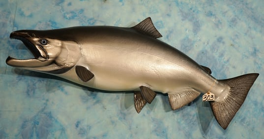 Brand New! 4ft. & 12" Alaskan King Salmon Fiberglass Reproduction Taxidermy Fish Mount