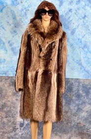 Ladies Long Raccoon Fur Coat for Large to Extra Large Size