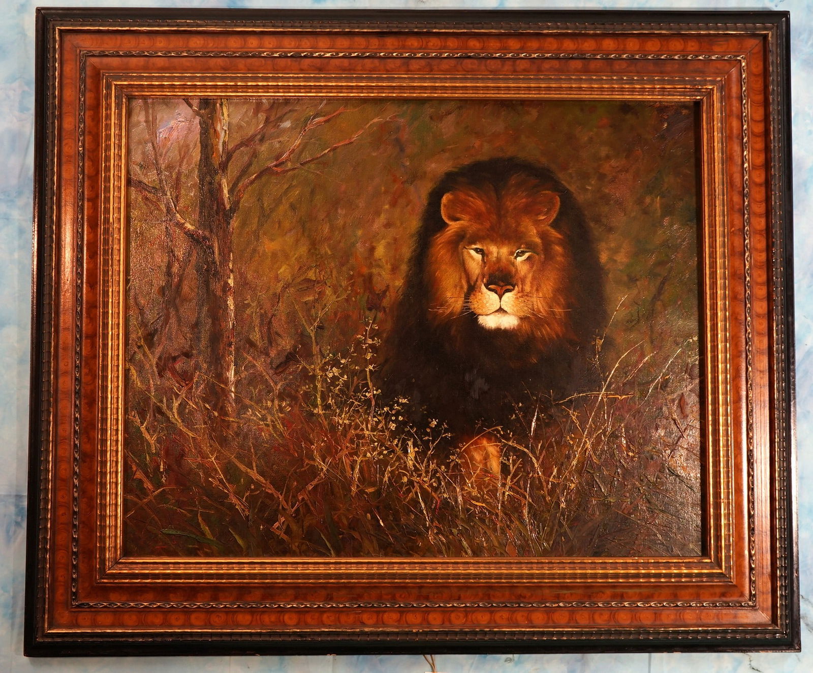 Awesome & Beautiful Framed Painting of Black Maned Lion (1 of 4)