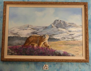 Beautiful Framed Polar Bear Painting by David Lash